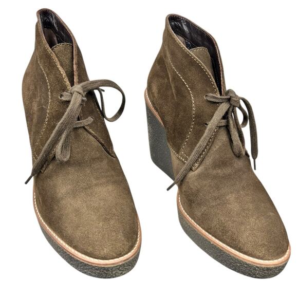 Aquatalia Women’s Vianna Olive Suede Wedge Chukka Boots Size US 8.5 - Picture 5 of 12